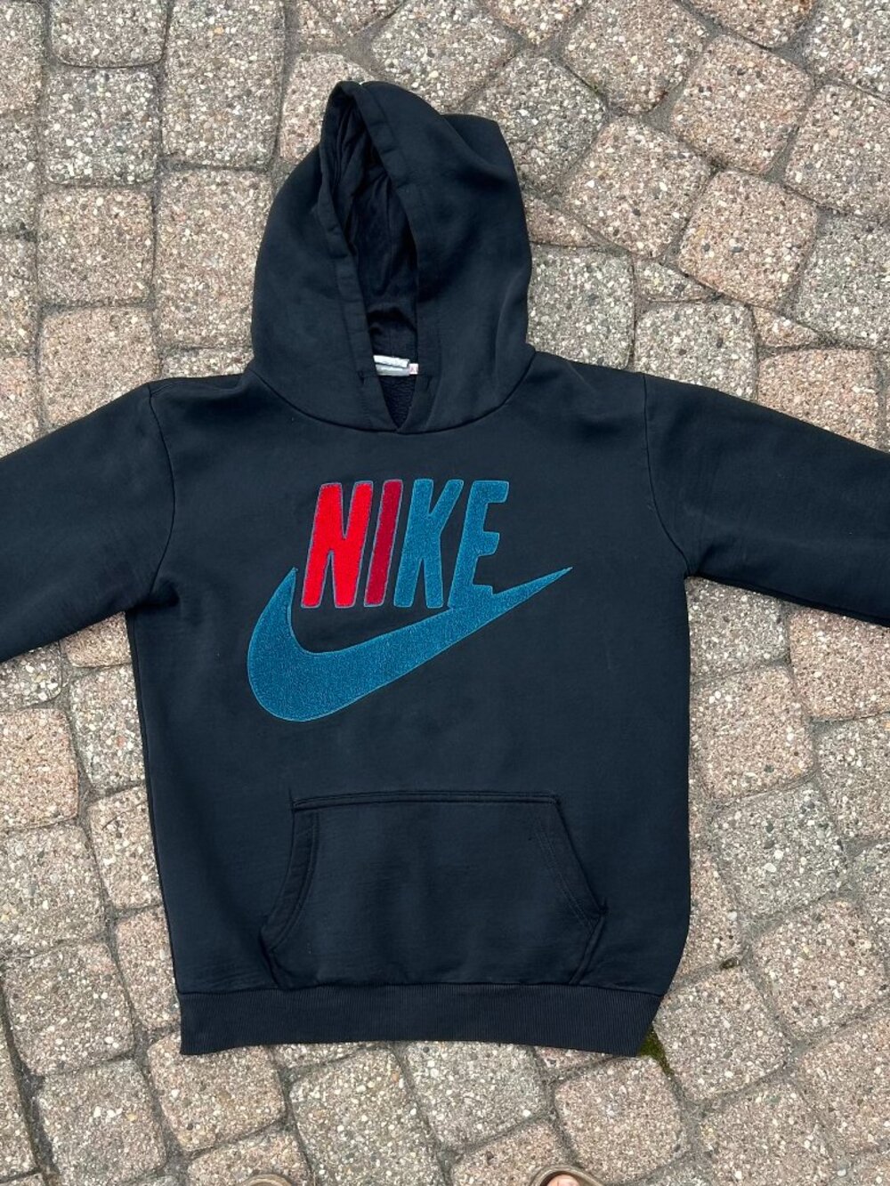 Vintage Nike Y2K Center Swoosh Hoodie Chenille Patch Sz L